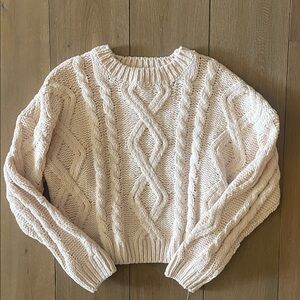 Altar'd State Cream Cable Knit Sweater